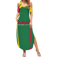 Dominica Flag Summer Maxi Dress National Parrot and Stars Design with Motto Apres Bondie C’est La Ter - Wonder Print Shop