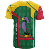 Dominica Flag T Shirt National Parrot and Stars Design with Motto Apres Bondie C’est La Ter - Wonder Print Shop