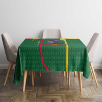 Dominica Flag Tablecloth National Parrot and Stars Design with Motto Apres Bondie C’est La Ter - Wonder Print Shop