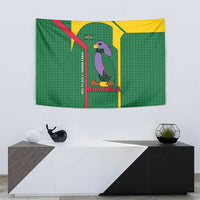 Dominica Flag Tapestry National Parrot and Stars Design with Motto Apres Bondie C’est La Ter - Wonder Print Shop