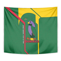 Dominica Flag Tapestry National Parrot and Stars Design with Motto Apres Bondie C’est La Ter - Wonder Print Shop