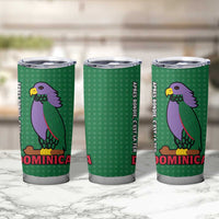 Dominica Flag Tumbler Cup National Parrot and Stars Design with Motto Apres Bondie C’est La Ter - Wonder Print Shop