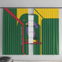 Dominica Flag Window Curtain National Parrot and Stars Design with Motto Apres Bondie C’est La Ter - Wonder Print Shop