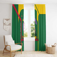 Dominica Flag Window Curtain National Parrot and Stars Design with Motto Apres Bondie C’est La Ter - Wonder Print Shop