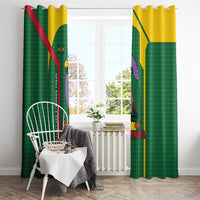 Dominica Flag Window Curtain National Parrot and Stars Design with Motto Apres Bondie C’est La Ter - Wonder Print Shop