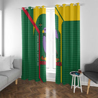 Dominica Flag Window Curtain National Parrot and Stars Design with Motto Apres Bondie C’est La Ter - Wonder Print Shop