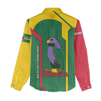 Dominica Flag Women Casual Shirt National Parrot and Stars Design with Motto Apres Bondie C’est La Ter - Wonder Print Shop