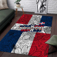 Dominican Republic Flag Area Rug Red White and Blue Pattern with National Emblem and Tribal Design - Wonder Print Shop