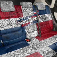 Dominican Republic Flag Back Car Seat Cover Red White and Blue Pattern with National Emblem and Tribal Design - Wonder Print Shop