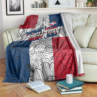 Dominican Republic Flag Blanket Red White and Blue Pattern with National Emblem and Tribal Design - Wonder Print Shop