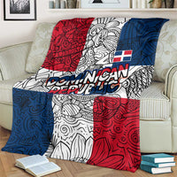Dominican Republic Flag Blanket Red White and Blue Pattern with National Emblem and Tribal Design - Wonder Print Shop