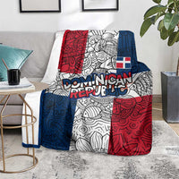 Dominican Republic Flag Blanket Red White and Blue Pattern with National Emblem and Tribal Design - Wonder Print Shop