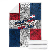 Dominican Republic Flag Blanket Red White and Blue Pattern with National Emblem and Tribal Design - Wonder Print Shop
