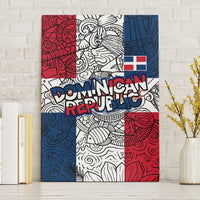 Dominican Republic Flag Canvas Wall Art Red White and Blue Pattern with National Emblem and Tribal Design - Wonder Print Shop