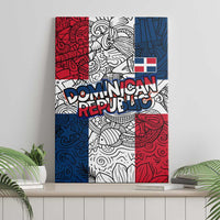 Dominican Republic Flag Canvas Wall Art Red White and Blue Pattern with National Emblem and Tribal Design - Wonder Print Shop