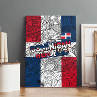 Dominican Republic Flag Canvas Wall Art Red White and Blue Pattern with National Emblem and Tribal Design - Wonder Print Shop