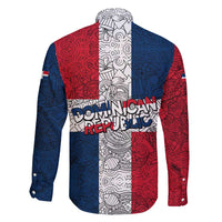 Dominican Republic Flag Family Matching Short Sleeve Bodycon Dress and Hawaiian Shirt Red White and Blue Pattern with National Emblem and Tribal Design - Wonder Print Shop