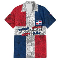 Dominican Republic Flag Family Matching Tank Maxi Dress and Hawaiian Shirt Red White and Blue Pattern with National Emblem and Tribal Design - Wonder Print Shop