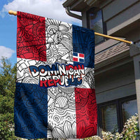 Dominican Republic Flag Garden Flag Red White and Blue Pattern with National Emblem and Tribal Design - Wonder Print Shop