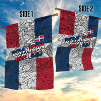 Dominican Republic Flag Garden Flag Red White and Blue Pattern with National Emblem and Tribal Design - Wonder Print Shop