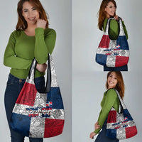 Dominican Republic Flag Grocery Bag Red White and Blue Pattern with National Emblem and Tribal Design - Wonder Print Shop