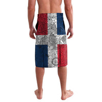 Dominican Republic Flag Lavalava Red White and Blue Pattern with National Emblem and Tribal Design - Wonder Print Shop