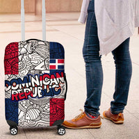 Dominican Republic Flag Luggage Cover Red White and Blue Pattern with National Emblem and Tribal Design - Wonder Print Shop