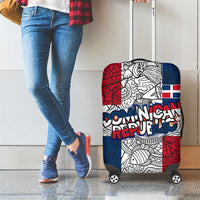 Dominican Republic Flag Luggage Cover Red White and Blue Pattern with National Emblem and Tribal Design - Wonder Print Shop