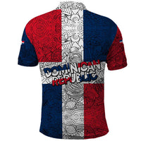 Dominican Republic Flag Polo Shirt Red White and Blue Pattern with National Emblem and Tribal Design - Wonder Print Shop