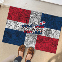Dominican Republic Flag Rubber Doormat Red White and Blue Pattern with National Emblem and Tribal Design - Wonder Print Shop