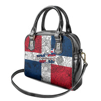 Dominican Republic Flag Shoulder Handbag Red White and Blue Pattern with National Emblem and Tribal Design - Wonder Print Shop