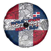 Dominican Republic Flag Spare Tire Cover Red White and Blue Pattern with National Emblem and Tribal Design - Wonder Print Shop