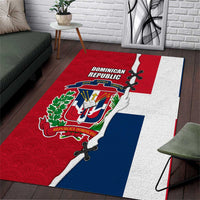 Dominican Republic Flag Half Zip Design Area Rug with Coat of Arms and Taino Symbol - Wonder Print Shop
