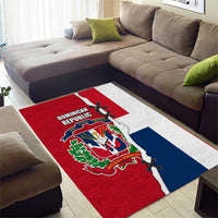 Dominican Republic Flag Half Zip Design Area Rug with Coat of Arms and Taino Symbol - Wonder Print Shop