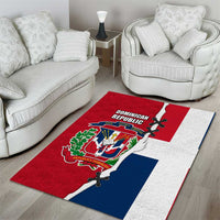 Dominican Republic Flag Half Zip Design Area Rug with Coat of Arms and Taino Symbol - Wonder Print Shop