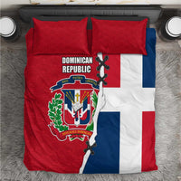 Dominican Republic Flag Half Zip Design Bedding Set with Coat of Arms and Taino Symbol - Wonder Print Shop