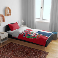 Dominican Republic Flag Half Zip Design Bedding Set with Coat of Arms and Taino Symbol - Wonder Print Shop