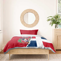 Dominican Republic Flag Half Zip Design Bedding Set with Coat of Arms and Taino Symbol - Wonder Print Shop
