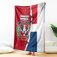 Dominican Republic Flag Half Zip Design Blanket with Coat of Arms and Taino Symbol - Wonder Print Shop