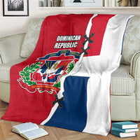 Dominican Republic Flag Half Zip Design Blanket with Coat of Arms and Taino Symbol - Wonder Print Shop