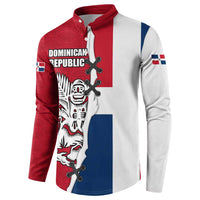 Dominican Republic Flag Half Zip Design Button Sweatshirt with Coat of Arms and Taino Symbol - Wonder Print Shop