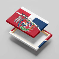 Dominican Republic Flag Half Zip Design Canvas Wall Art with Coat of Arms and Taino Symbol - Wonder Print Shop
