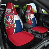 Dominican Republic Flag Half Zip Design Car Seat Cover with Coat of Arms and Taino Symbol - Wonder Print Shop