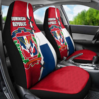Dominican Republic Flag Half Zip Design Car Seat Cover with Coat of Arms and Taino Symbol - Wonder Print Shop