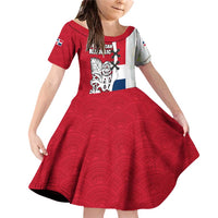 Dominican Republic Flag Half Zip Design Family Matching Off Shoulder Short Dress and Hawaiian Shirt with Coat of Arms and Taino Symbol - Wonder Print Shop