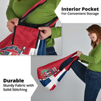 Dominican Republic Flag Half Zip Design Grocery Bag with Coat of Arms and Taino Symbol - Wonder Print Shop
