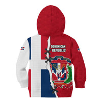 Dominican Republic Flag Half Zip Design Kid Hoodie with Coat of Arms and Taino Symbol - Wonder Print Shop