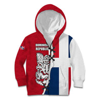 Dominican Republic Flag Half Zip Design Kid Hoodie with Coat of Arms and Taino Symbol - Wonder Print Shop