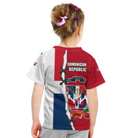 Dominican Republic Flag Half Zip Design Kid T Shirt with Coat of Arms and Taino Symbol - Wonder Print Shop