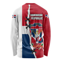 Dominican Republic Flag Half Zip Design Long Sleeve Shirt with Coat of Arms and Taino Symbol - Wonder Print Shop